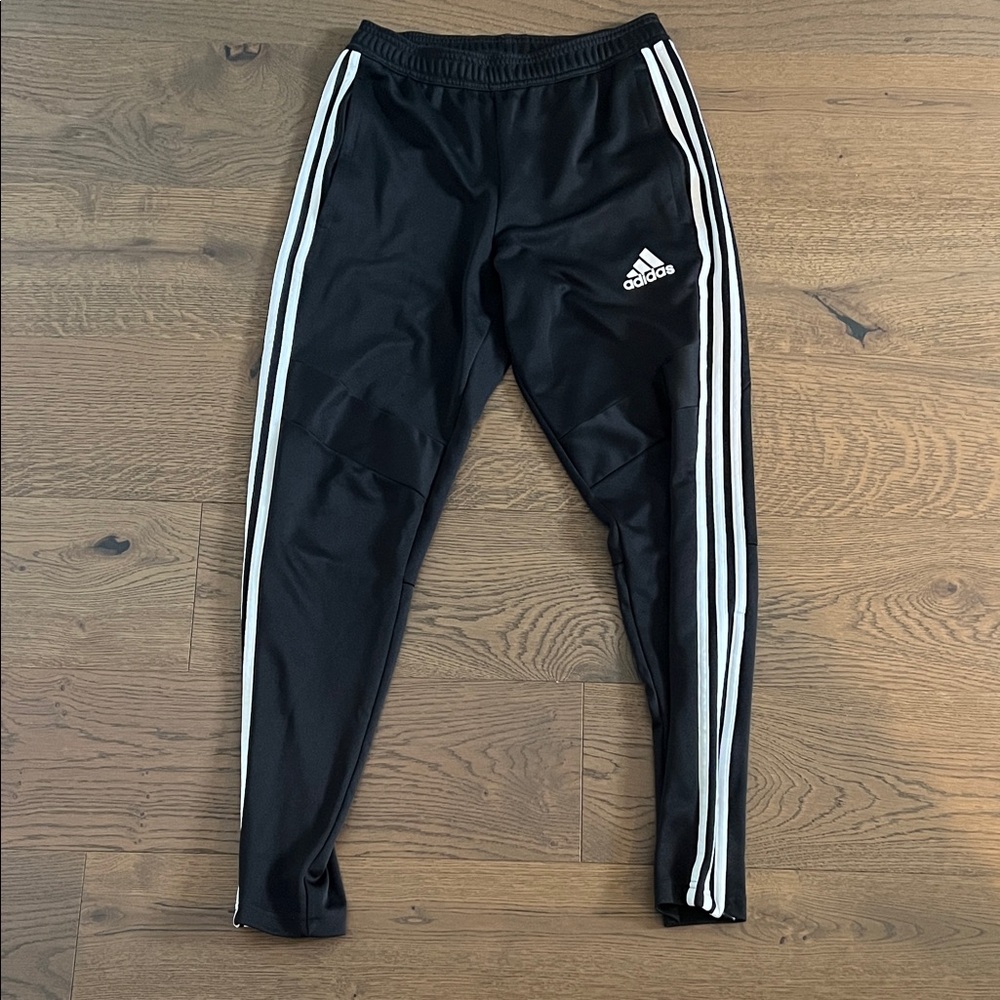 Adidas Kids Black Joggers with White Stripes